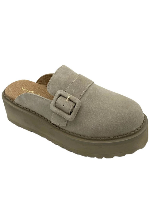 Seychelles Shoes - Seychelles Women's Suede Buckle Mules Come Together Sand - Medium